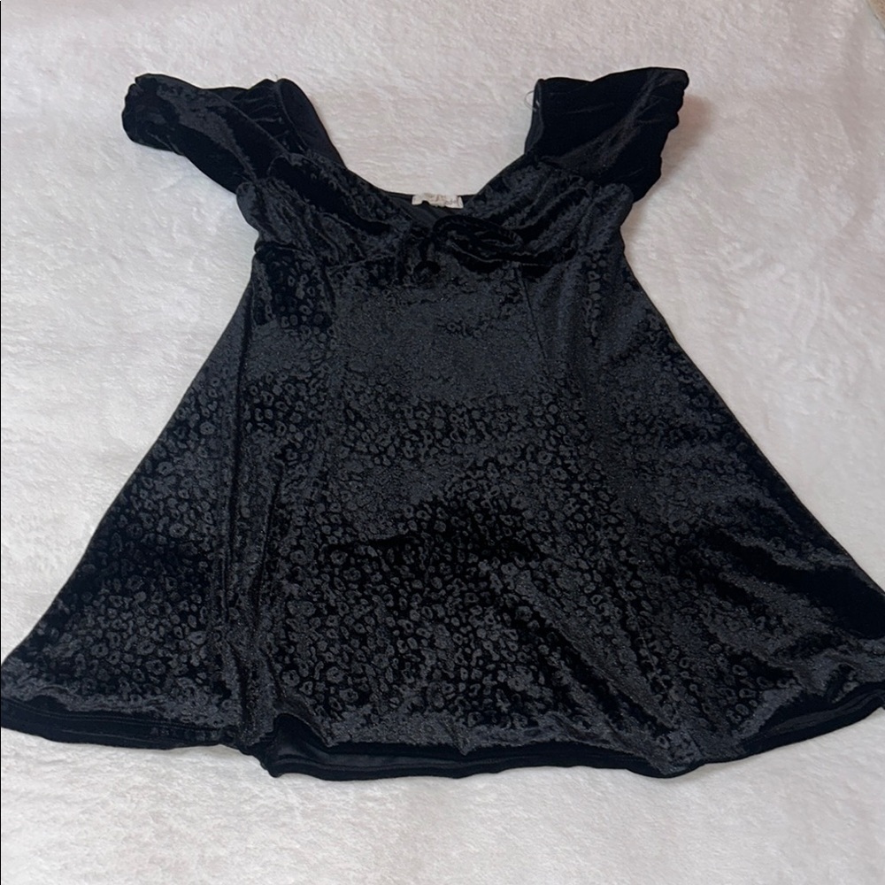 Sun dress Rewind Black Ruffled Asymmetrical Mini Dress